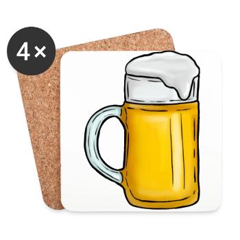 Tasse à bière - Dessous de verre (lot de 4) - blanc - Devant