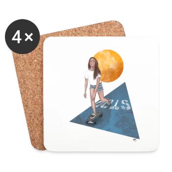 Skatergirl - Untersetzer (4er-Set) - Weiß - Vorne