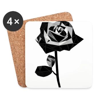 Polygone schwarze Rose - Untersetzer (4er-Set) - Weiß - Vorne