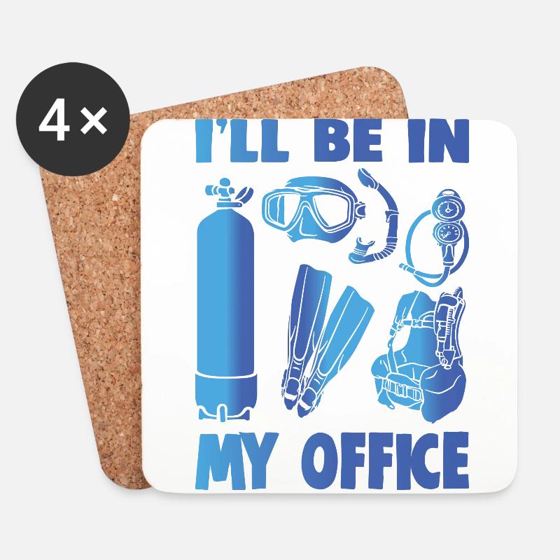 I'LL BE IN MY OFFICE - Untersetzer (4er-Set) - Weiß