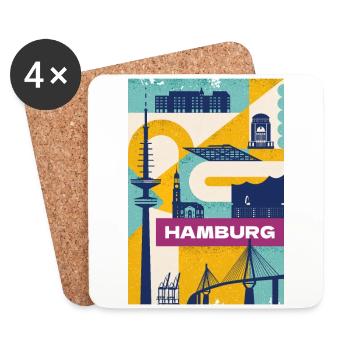 Hamburg - Untersetzer (4er-Set) - Weiß - Vorne