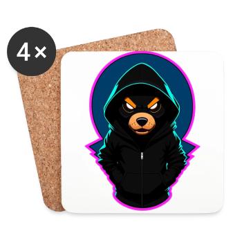 Böser Teddybär Mit Hoodie - Untersetzer (4er-Set) - Weiß - Vorne