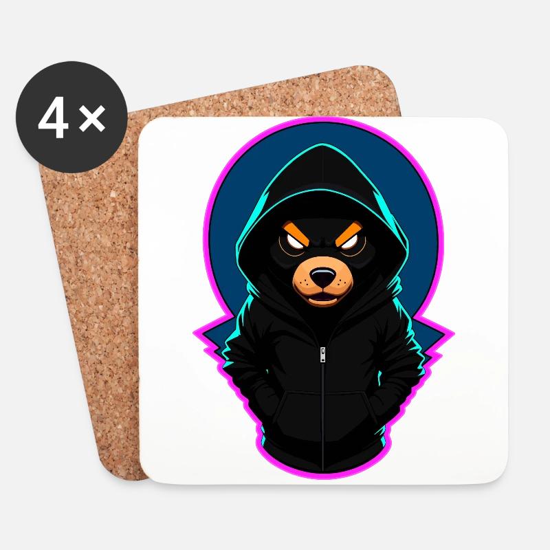 Böser Teddybär Mit Hoodie - Untersetzer (4er-Set) - Weiß