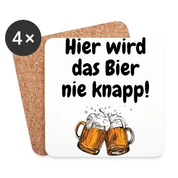 Hier wird das Bier nicht knapp-Mallorca Spruch - Untersetzer (4er-Set) - Weiß - Vorne