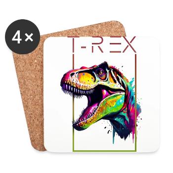 T-Rex multicolore : repousser les limites - Dessous de verre (lot de 4) - blanc - Devant