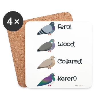 Die vier Taubenfreunde - Pigeon Friends - Untersetzer (4er-Set) - Weiß - Vorne