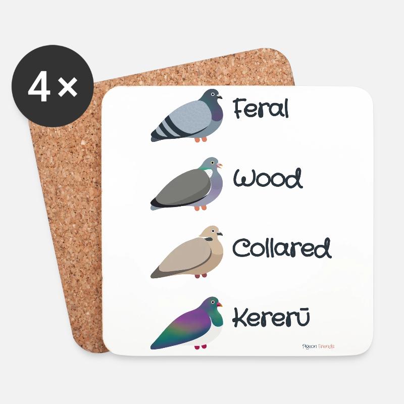 Die vier Taubenfreunde - Pigeon Friends - Untersetzer (4er-Set) - Weiß