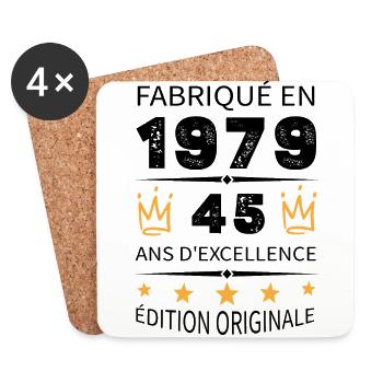 Made in 1979 Born in 1979 45 Years Anniversary - Coasters (set of 4) - white - Front
