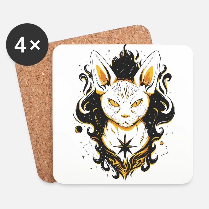 Katze Katzen - Untersetzer (4er-Set) - Weiß