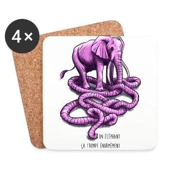 Un éléphant ça trompe - Dessous de verre (lot de 4) - blanc - Devant