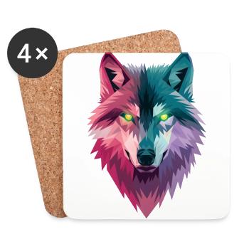 Loup - Dessous de verre (lot de 4) - blanc - Devant