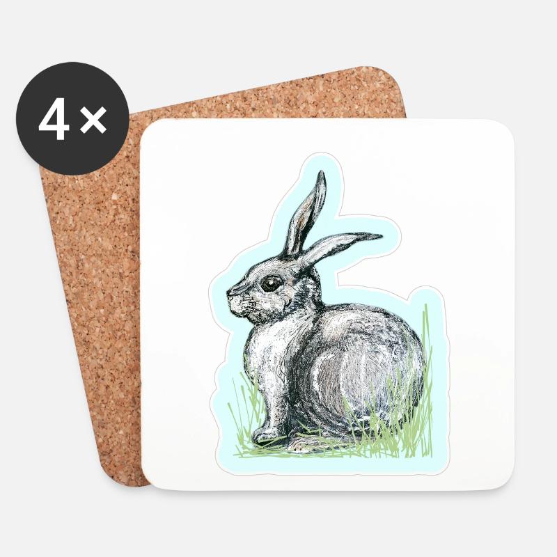 Hase - Untersetzer (4er-Set) - Weiß
