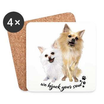 Zwei Chihuahuas,Welpen, Hunde - Untersetzer (4er-Set) - Weiß - Vorne