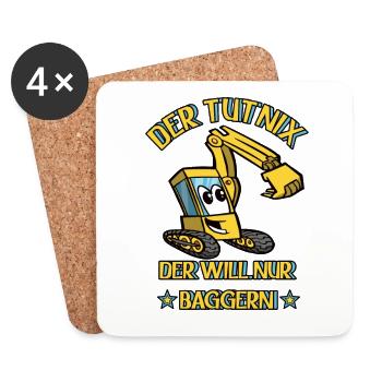 Der Tut Nix Der Will Nur Baggern - Untersetzer (4er-Set) - Weiß - Vorne