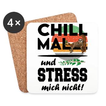 Faultier Chill mal Stress nicht Streß - Untersetzer (4er-Set) - Weiß - Vorne