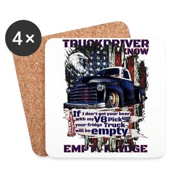 Mère Nature le camion V8 et la bière dans le frigo - Dessous de verre (lot de 4) - blanc - Devant