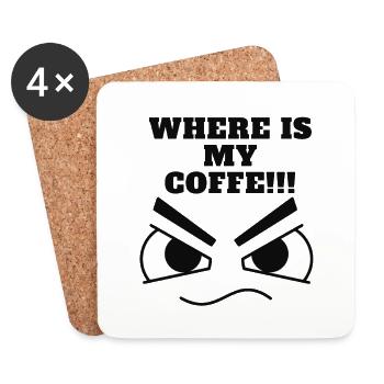 Wo ist mein Kaffee - Untersetzer (4er-Set) - Weiß - Vorne