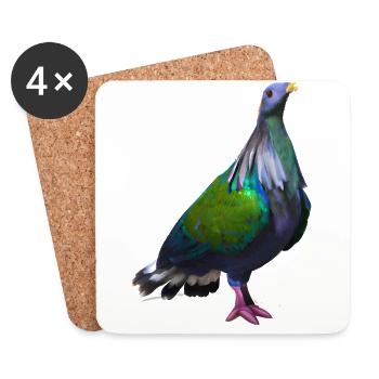Crane Pigeon Illustration - Coasters (set of 4) - white - Front