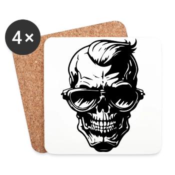 Skull Sunglasses Skeleton Skirt - Coasters (set of 4) - white - Front