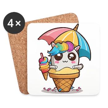 Licorne d’été - vos nouveaux vêtements préférés - Dessous de verre (lot de 4) - blanc - Devant