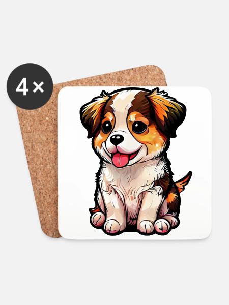 Hündchens Charme, süßer Schnuffel - Untersetzer (4er-Set) - Weiß