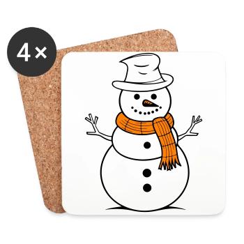 Bonhomme de neige hiver - Dessous de verre (lot de 4) - blanc - Devant