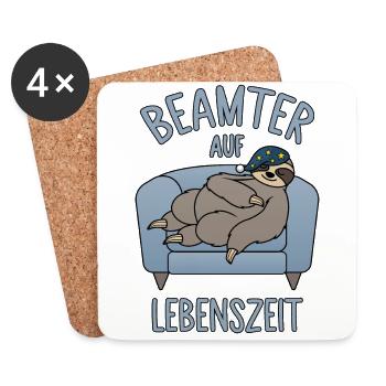 Faultier Couch - Beamter auf Lebenszeit - Untersetzer (4er-Set) - Weiß - Vorne