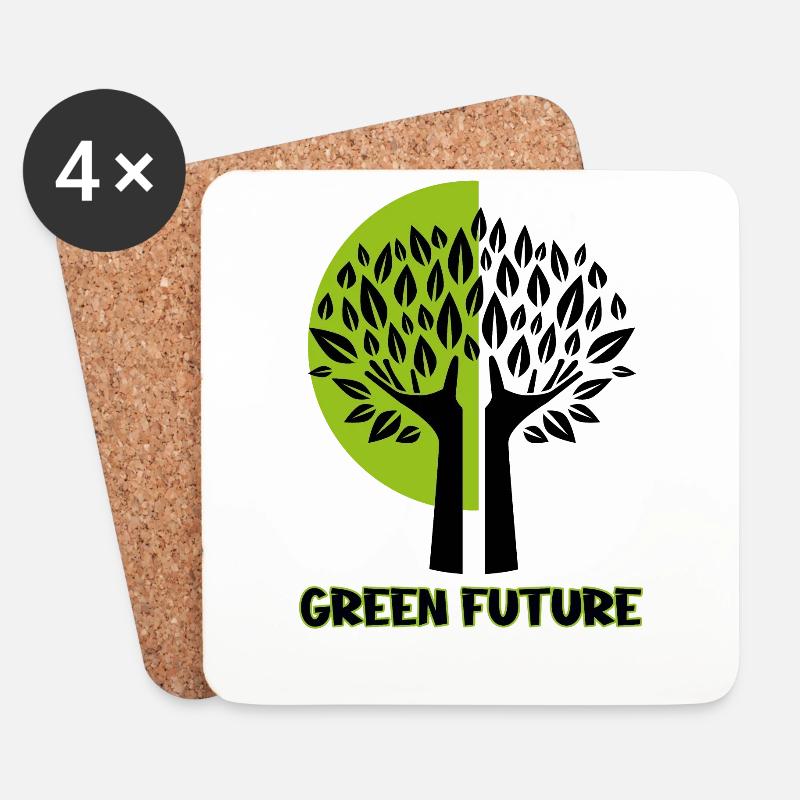 Green Future - Coasters (set of 4) - white