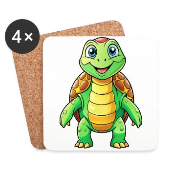 Mega Cute Turtle - Coasters (set of 4) - white - Front