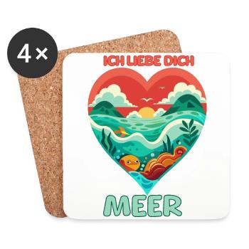 Meerliebe Horizon: Tropisches Strandshirt Love - Untersetzer (4er-Set) - Weiß - Vorne