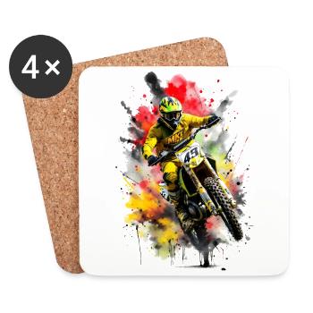 Motocross Splash - Untersetzer (4er-Set) - Weiß - Vorne