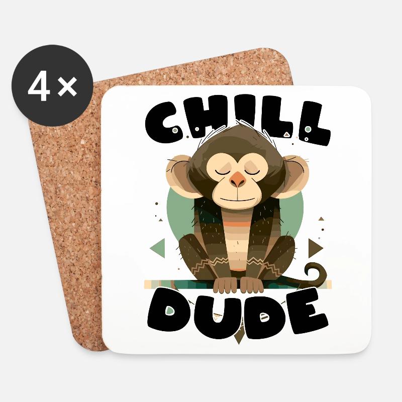 Chilliger Affe – Relaxen auf die wilde Art - Untersetzer (4er-Set) - Weiß