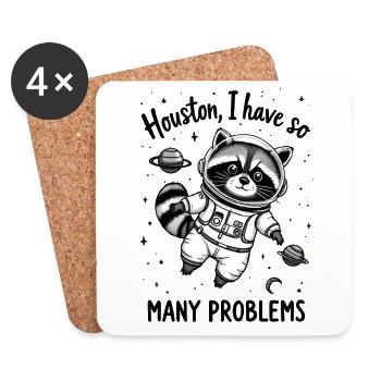 Houston, I have so many problems - Waschbär - Untersetzer (4er-Set) - Weiß - Vorne