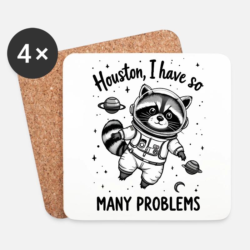 Houston, I have so many problems - Waschbär - Untersetzer (4er-Set) - Weiß