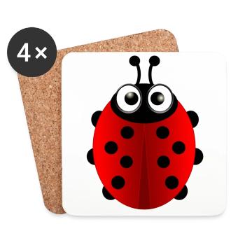 Ladybird (ladybug) 01 - Coasters (set of 4) - white - Front