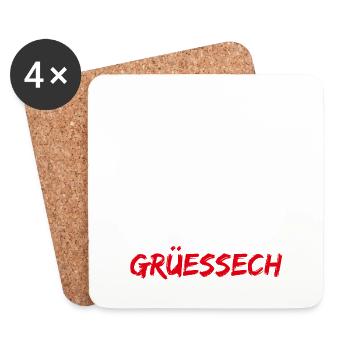 Grüessech Mundart Schweiz - Untersetzer (4er-Set) - Weiß - Vorne