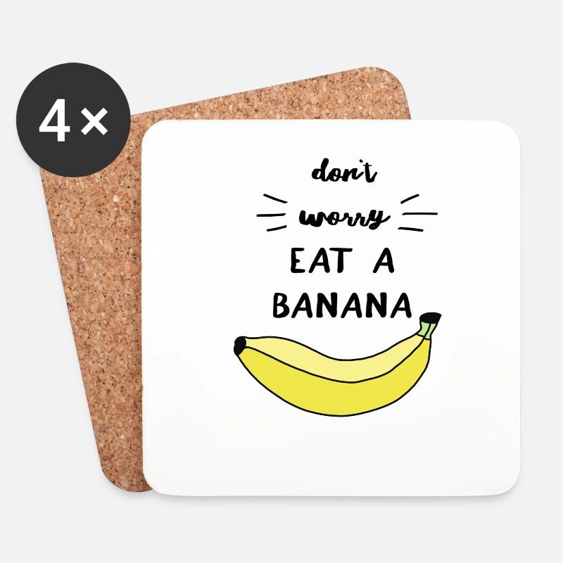 Don't worry eat a banana Geschenkidee lachen - Untersetzer (4er-Set) - Weiß