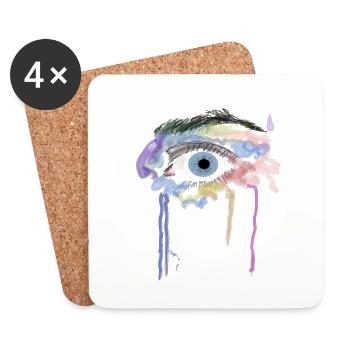 Eyes Art Color Colorful Tears Illustration - Coasters (set of 4) - white - Front
