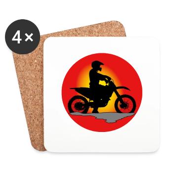 Motocross Enduro Motorrad Dirt Bike Biker Moto - Dessous de verre (lot de 4) - blanc - Devant