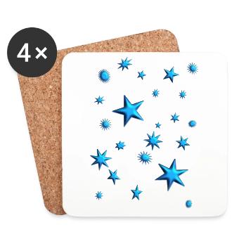 Étoile Étoiles étoilée Étoiles Etoiles Bleu - Dessous de verre (lot de 4) - blanc - Devant