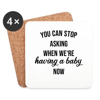Schwanger Schwangerschaft Baby Geschenk - Untersetzer (4er-Set) - Weiß - Vorne