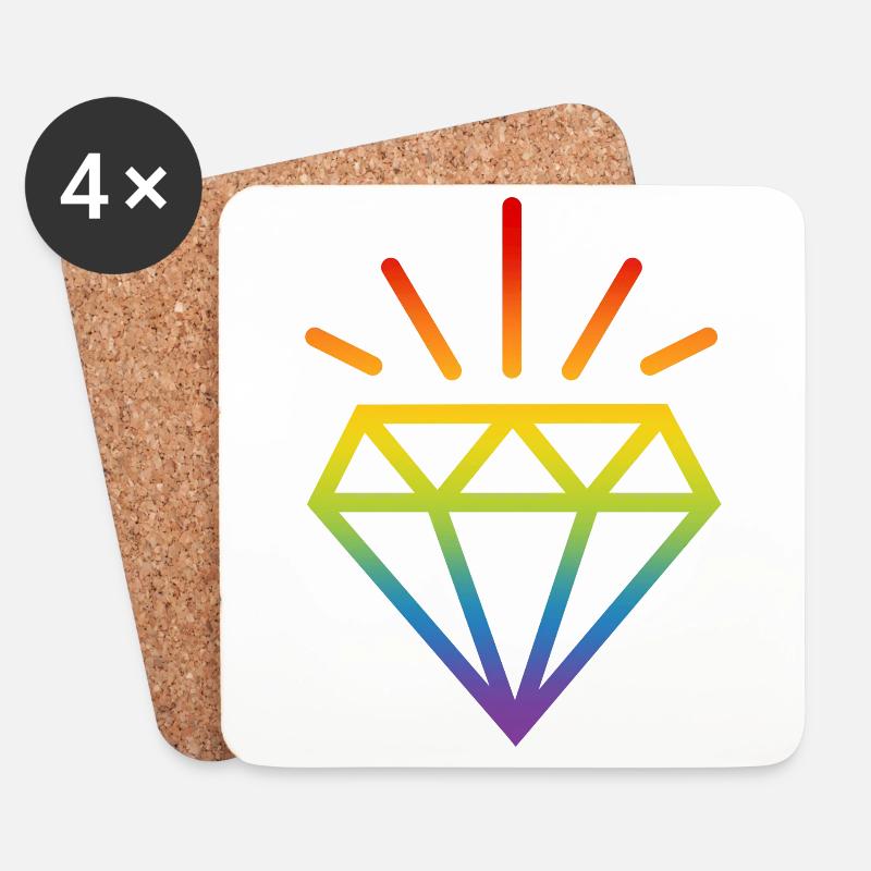Diamant LGBT Regenbogen CSD Gay Pride Homosexuell - Untersetzer (4er-Set) - Weiß