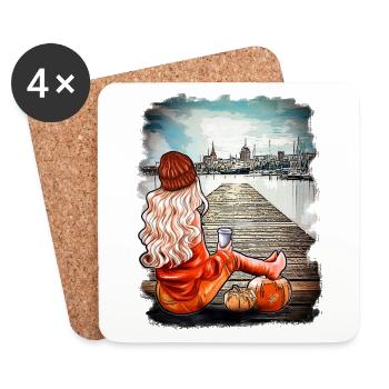 Blonde Skyline Rostock | Bambisart - Coasters (set of 4) - white - Front