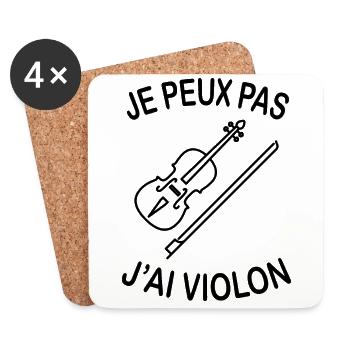 Je Peux Pas J'ai Violon - Dessous de verre (lot de 4) - blanc - Devant