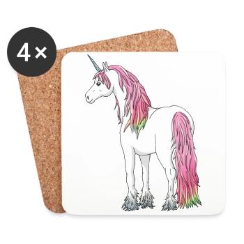 Einhorn unicorn rainbow regenbogen pferd - Untersetzer (4er-Set) - Weiß - Vorne