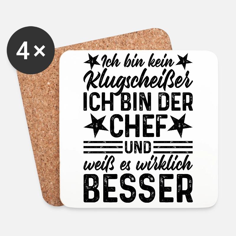 Chef lustiger Spruch Ich bin kein Klugscheißer - Untersetzer (4er-Set) - Weiß
