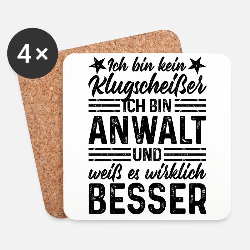 Rechtsanwalt Ich bin kein Klugscheißer Anwalt - Untersetzer (4er-Set) - Weiß