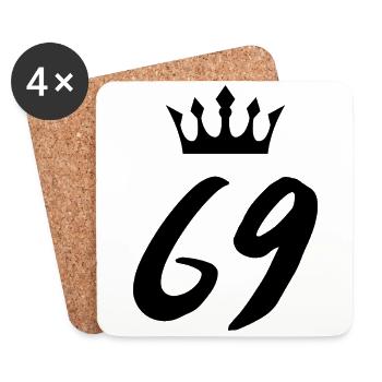 69 Zahl Krone - Untersetzer (4er-Set) - Weiß - Vorne