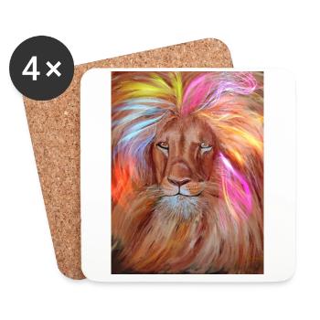 Pink Lion - Coasters (set of 4) - white - Front