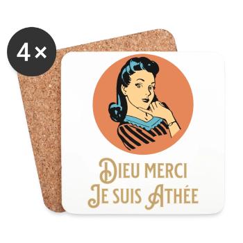 Dieu Merci - Je suis Athée - Dessous de verre (lot de 4) - blanc - Devant